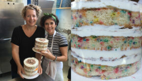 Lin Dickens at Momofuku milk bar with cakes