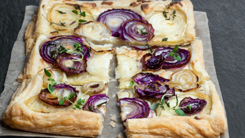 Shallot and Dijon mustard tart