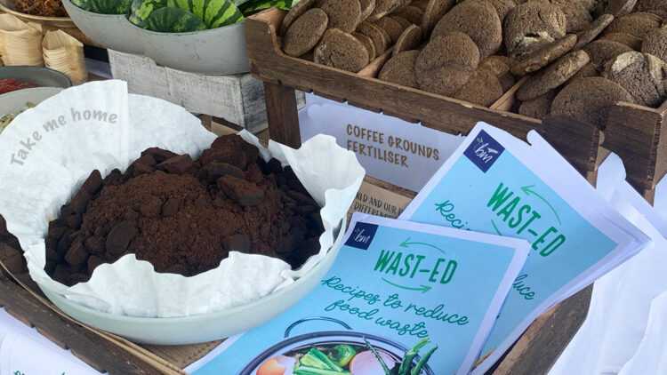 Sustainable catering with waste-ed workshops showing coffee grounds