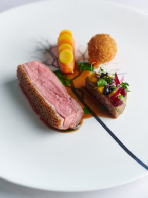 Exquisite fine dining plate with tree pattern