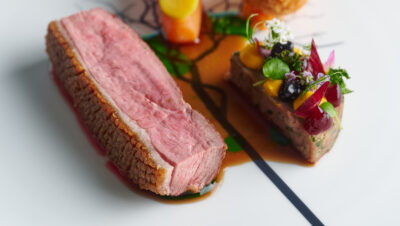 Exquisite fine dining plate with tree pattern